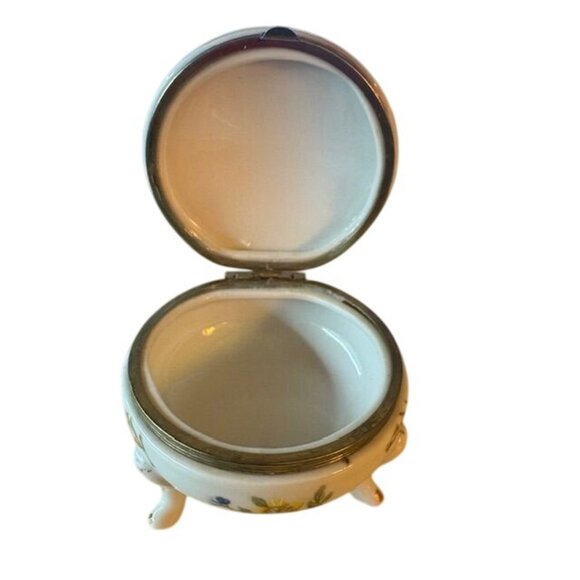 Vintage Napcoware Japan Porcelain Footed Trinket Box Floral Design Gold Trim - Picture 7 of 10